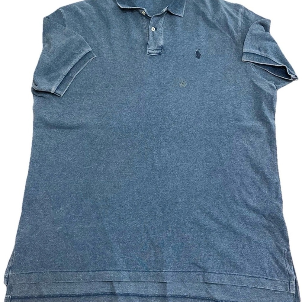 Polo Ralph Lauren Blue Short Sleeve Men's Collared Polo Shirt Sz XL Solid Knit